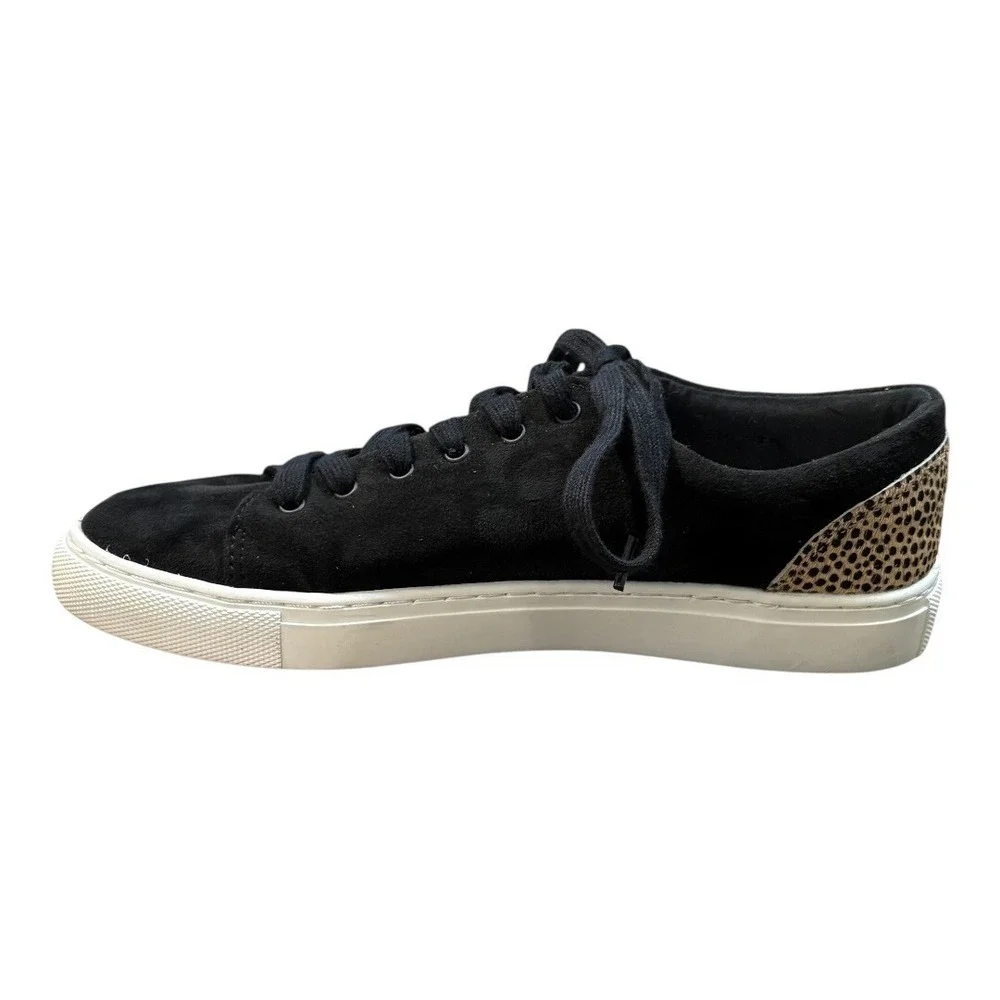 J.Crew Sneakers Women 8.5‎ Black Leopard Calf Hair Low Top Lace Up AS687 FA20